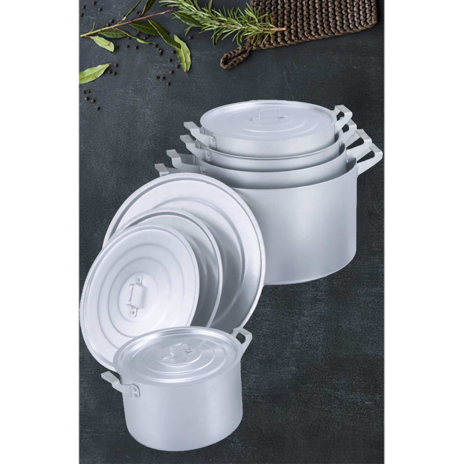 Aluminum Lid 8pcs Pot Set Aluminum Whiten Cookware Set Home Kitchen Ware