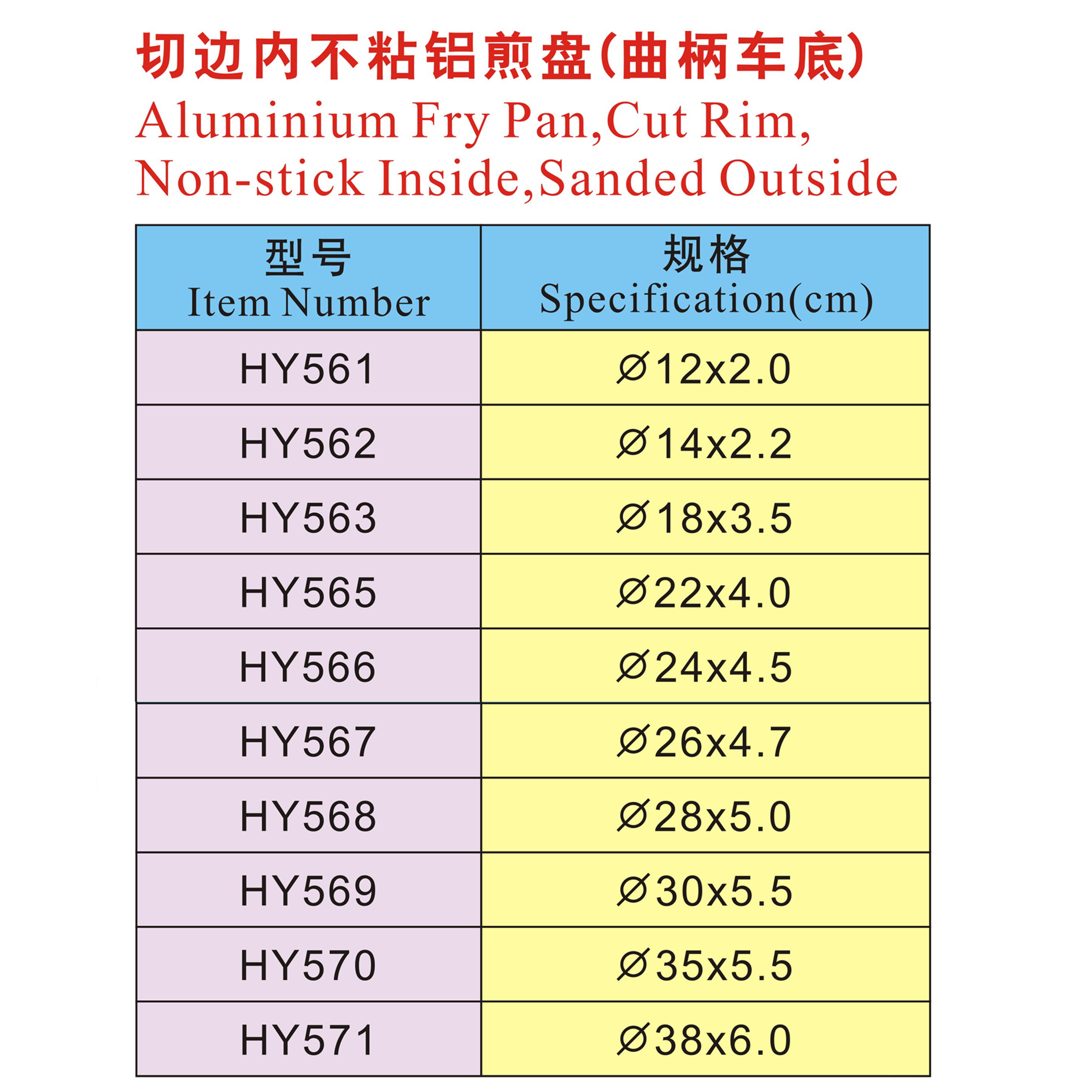 Aluminium Fry Pan Non-Stick Inside Cookware Sets