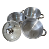 Customized Aluminium Pot Cookware 3 Layer Pasta Pot Big Cooking Steamer Pot with Glass Lid