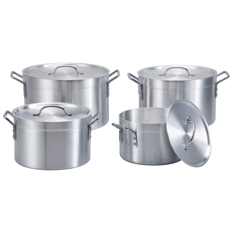 4PCS Aluminium Stock Pot with Heavy Gauge for Home Restaurant