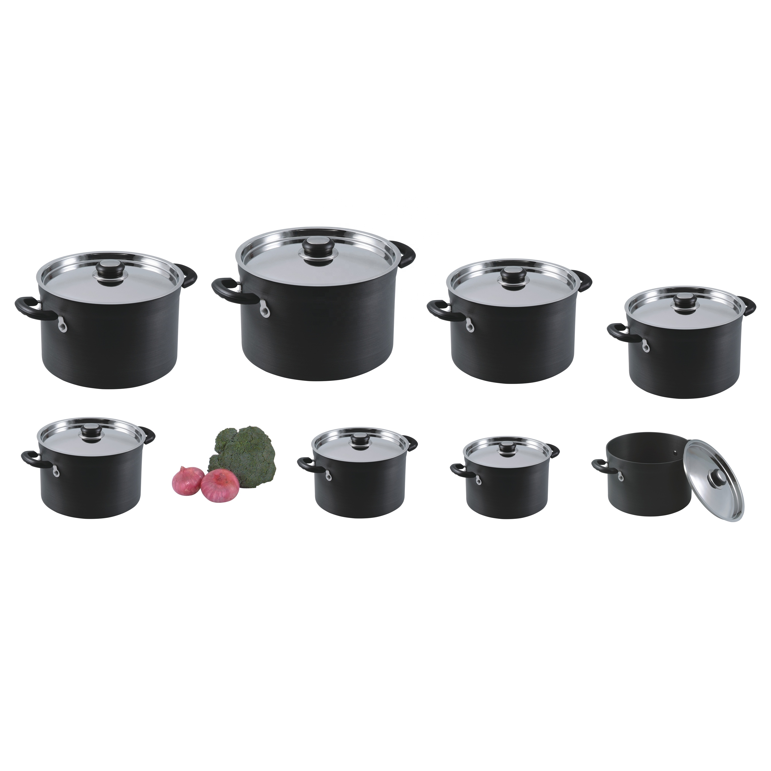 Aluminium Non-Stick Pot Set Thicker Gauge Hard-Anodized Cookware Set