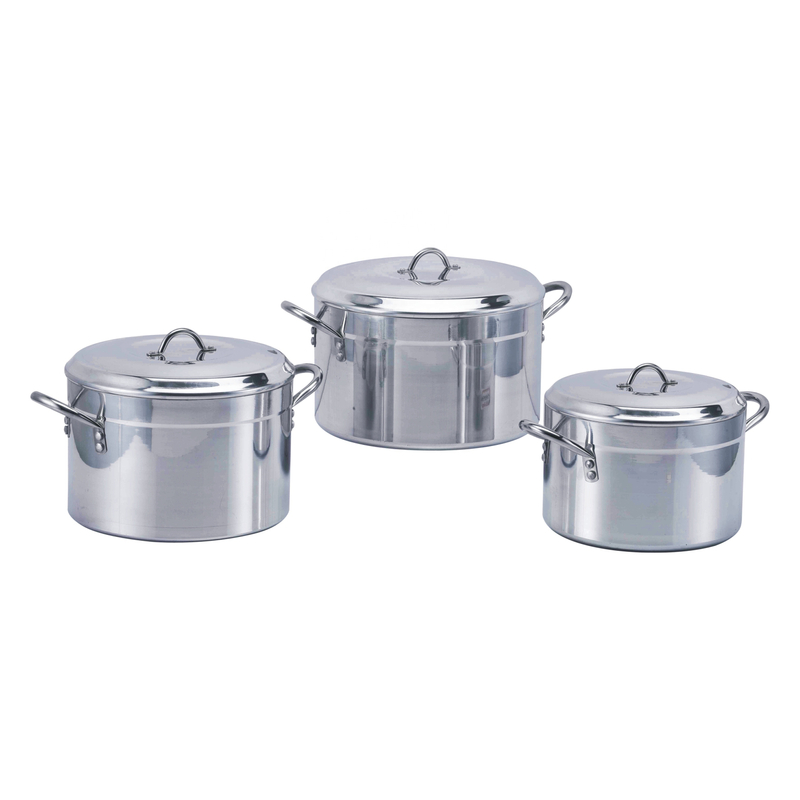 3PCS Aluminium Stock Pot with Heavy Gauge Polishing Outside Sanded Inside CD Bottom