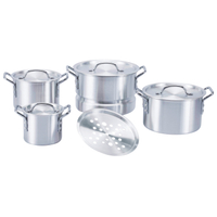 3PCS Aluminium Stock Pot+1PC Aluminium Steamer Pot for Home Restaurant